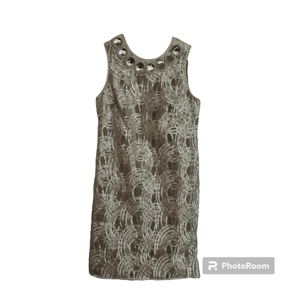 Liliana Dress Women’s 6 Ivory Embellished Gems A-Line Cocktail Strapless Zip Up